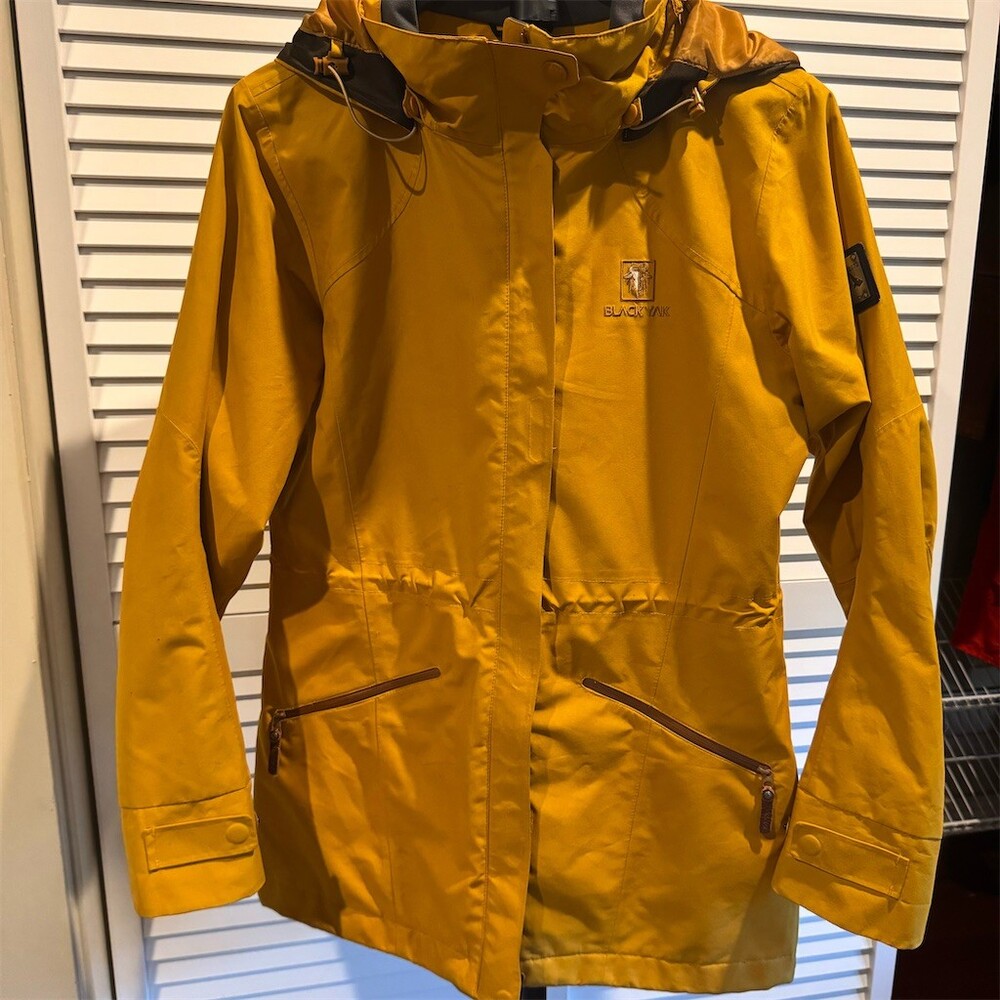 BLACK YAK Hooded Waterproof Parka Jacket Womens M Mustard Yellow Korean